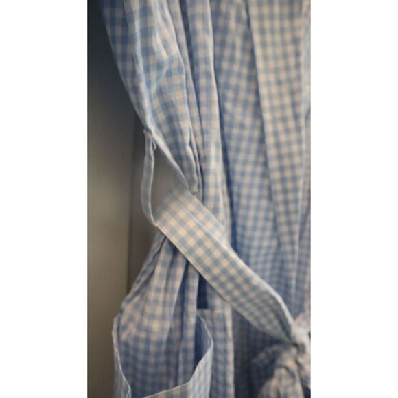 Club Room Men's Sz S/M Light Blue Gingham Pattern Woven 100% Cotton Lounge Robe - Picture 4 of 6